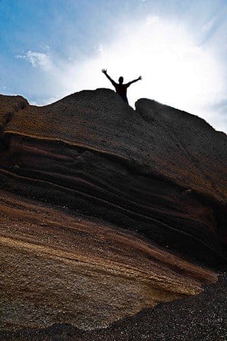 Person having climbed a wall